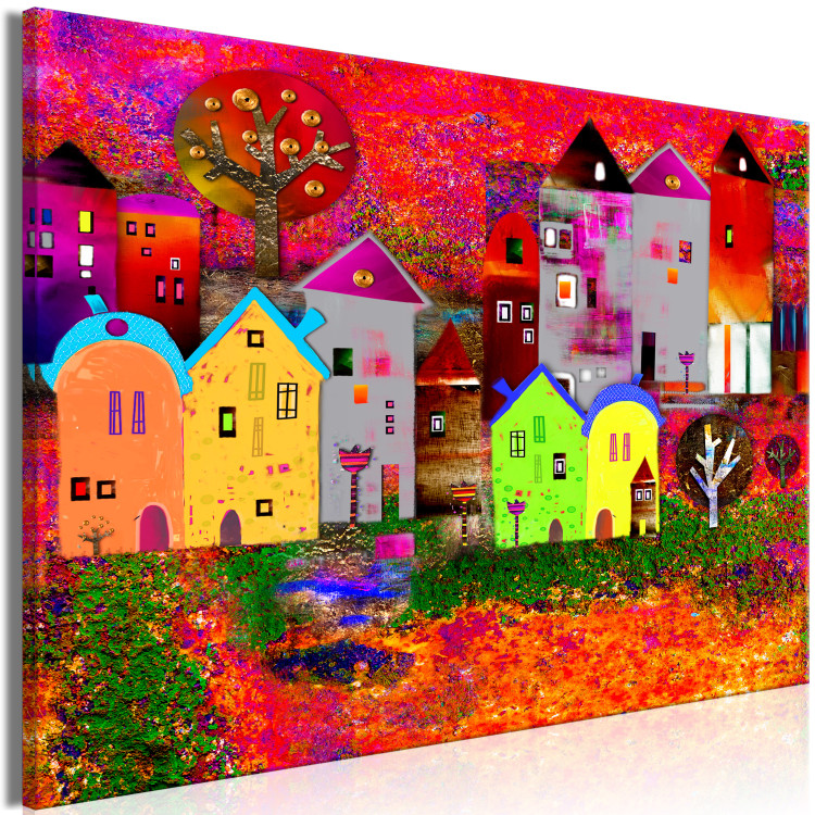 Canvas Print Children's Cottages (1-piece) Wide - view of a colorful city 143162 additionalImage 2