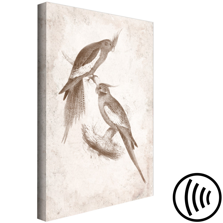 Canvas Art Print Boho Birds (1-piece) - two nymph parrots on a light background 145162 additionalImage 6