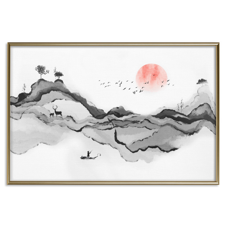 Wall Poster Watercolor Nature - Japanese-Style Abstract Mountain Landscape 145362 additionalImage 23
