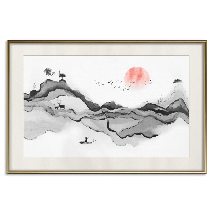 Wall Poster Watercolor Nature - Japanese-Style Abstract Mountain Landscape 145362 additionalImage 27