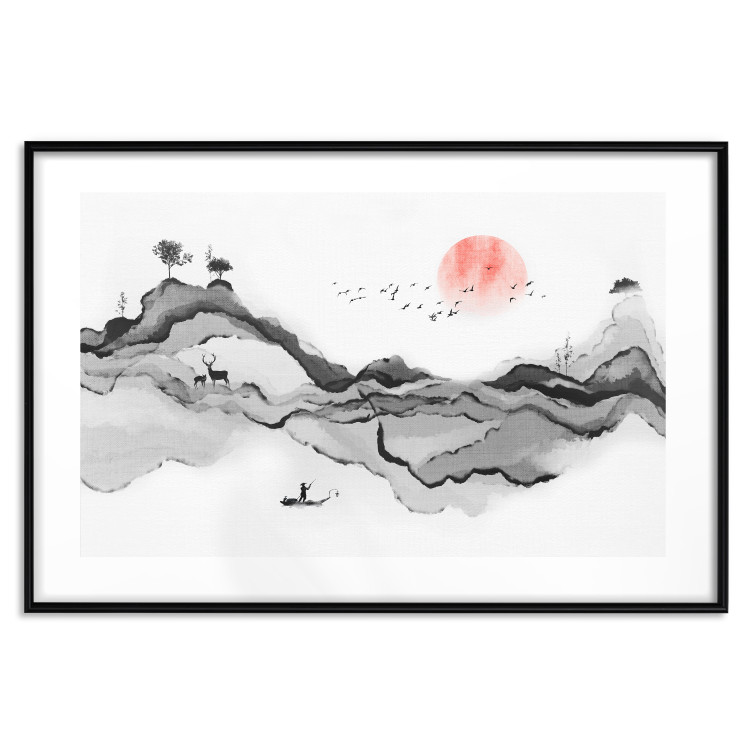 Wall Poster Watercolor Nature - Japanese-Style Abstract Mountain Landscape 145362 additionalImage 24
