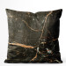 Decorative Velor Pillow Liquid marble - a graphite pattern imitating stone with golden streaks 147062