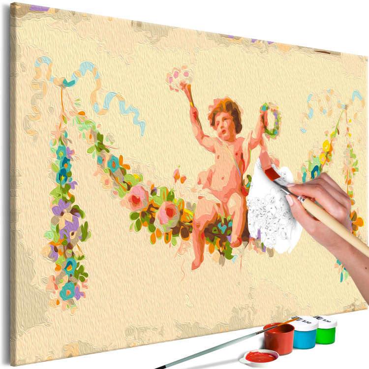 Paint by Number Kit Cute Boy - Little Cupid Sitting on a Flower Garland 148462 additionalImage 3