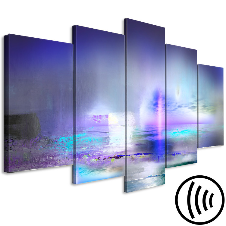 Canvas Art Print Purple Landscape (5-piece) - abstraction with a hint of blue 149262 additionalImage 6