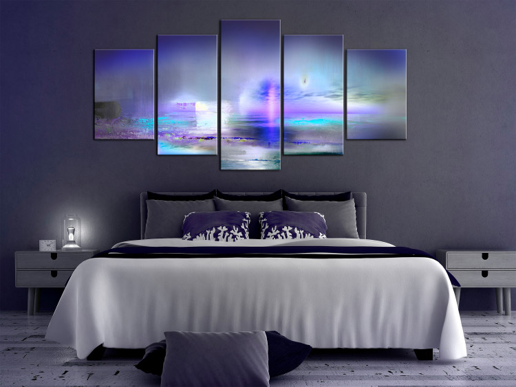 Canvas Art Print Purple Landscape (5-piece) - abstraction with a hint of blue 149262 additionalImage 3