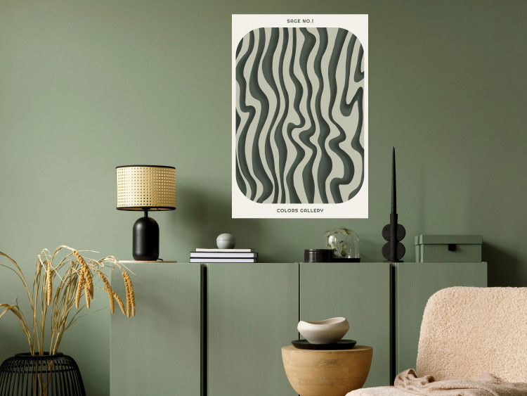Poster Wavy Shapes - Green Irregular Stripes With a Signature 150062 additionalImage 14