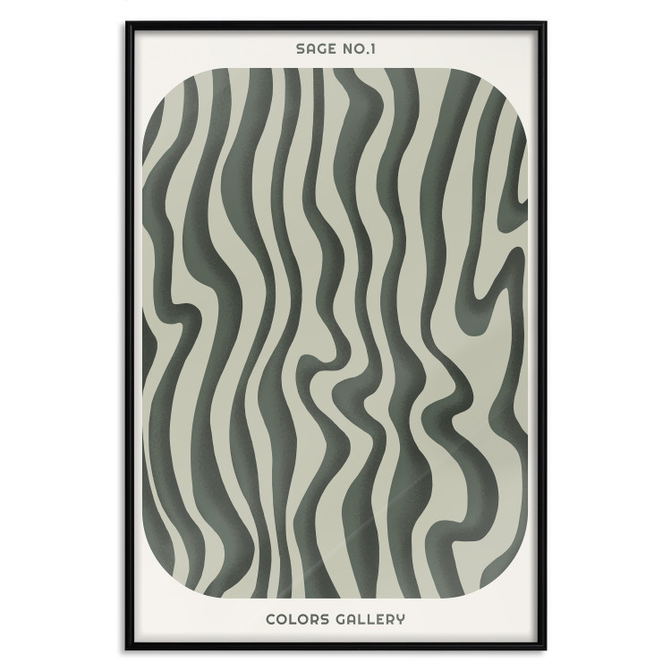 Poster Wavy Shapes - Green Irregular Stripes With a Signature 150062 additionalImage 22