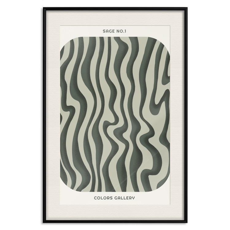 Poster Wavy Shapes - Green Irregular Stripes With a Signature 150062 additionalImage 27