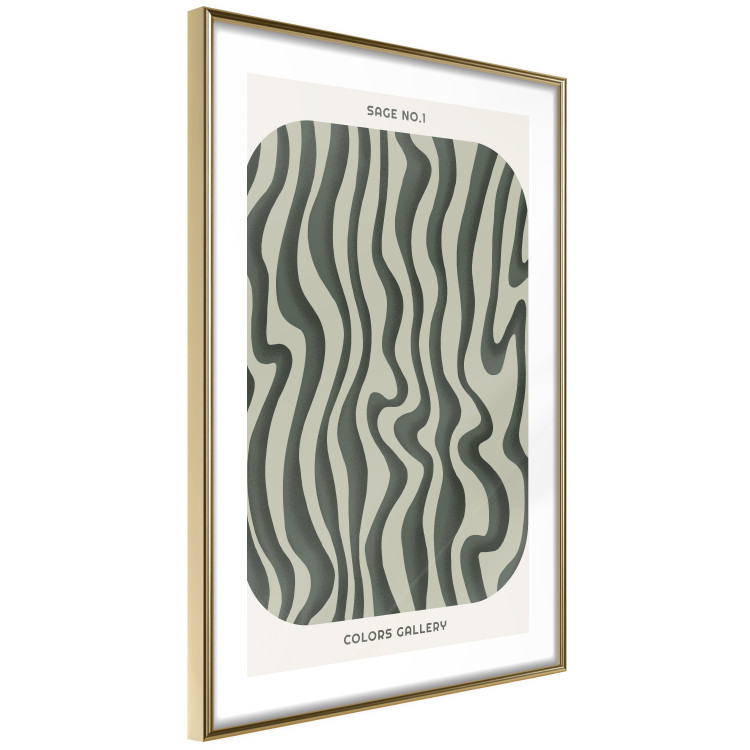 Poster Wavy Shapes - Green Irregular Stripes With a Signature 150062 additionalImage 12
