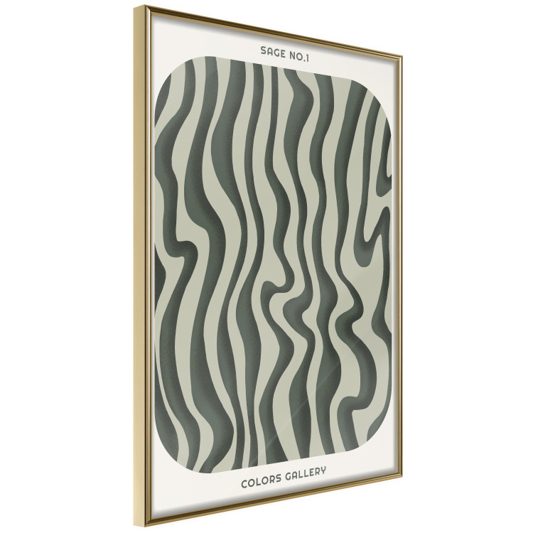 Poster Wavy Shapes - Green Irregular Stripes With a Signature 150062 additionalImage 5
