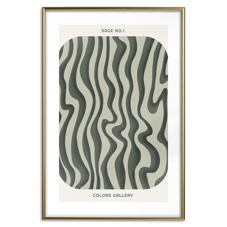 Poster Wavy Shapes - Green Irregular Stripes With a Signature 150062 additionalImage 25