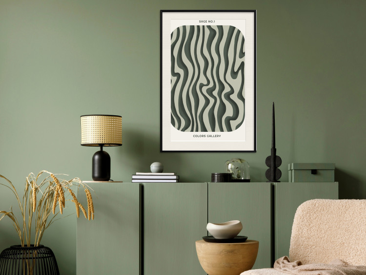 Poster Wavy Shapes - Green Irregular Stripes With a Signature 150062 additionalImage 18