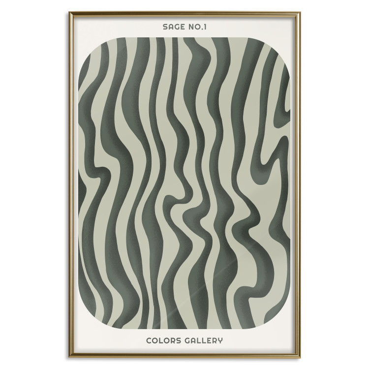 Poster Wavy Shapes - Green Irregular Stripes With a Signature 150062 additionalImage 23