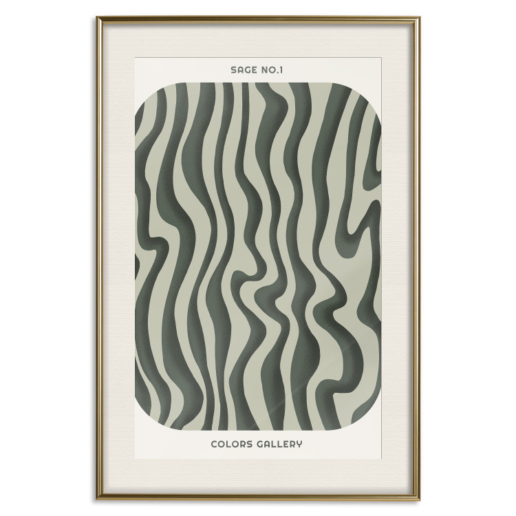 Poster Wavy Shapes - Green Irregular Stripes With a Signature 150062 additionalImage 26