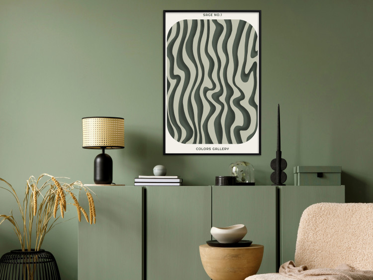 Poster Wavy Shapes - Green Irregular Stripes With a Signature 150062 additionalImage 10