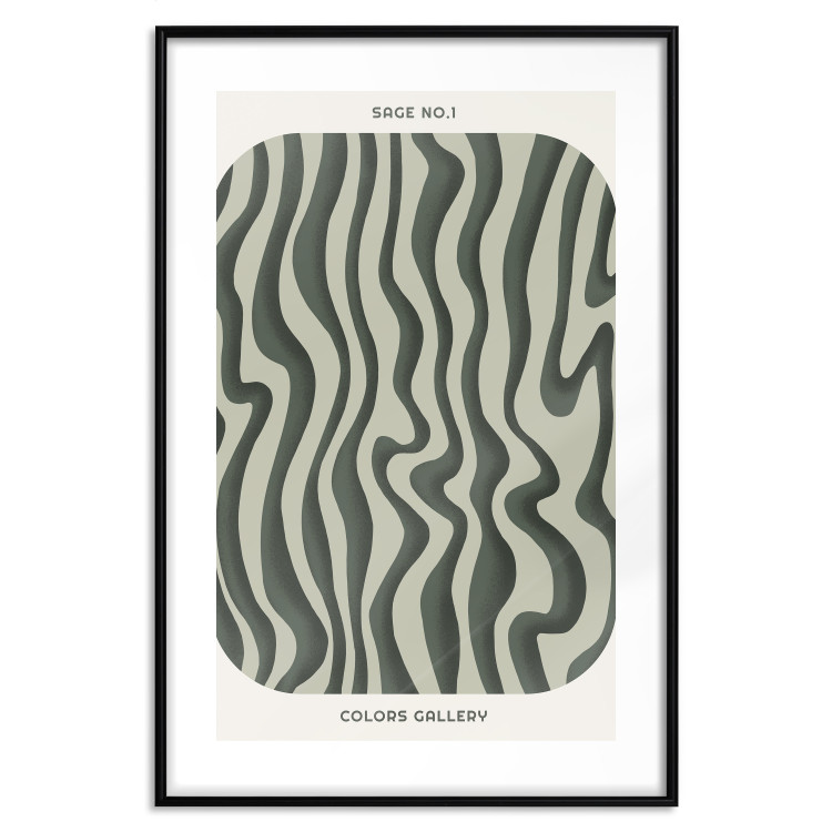 Poster Wavy Shapes - Green Irregular Stripes With a Signature 150062 additionalImage 21