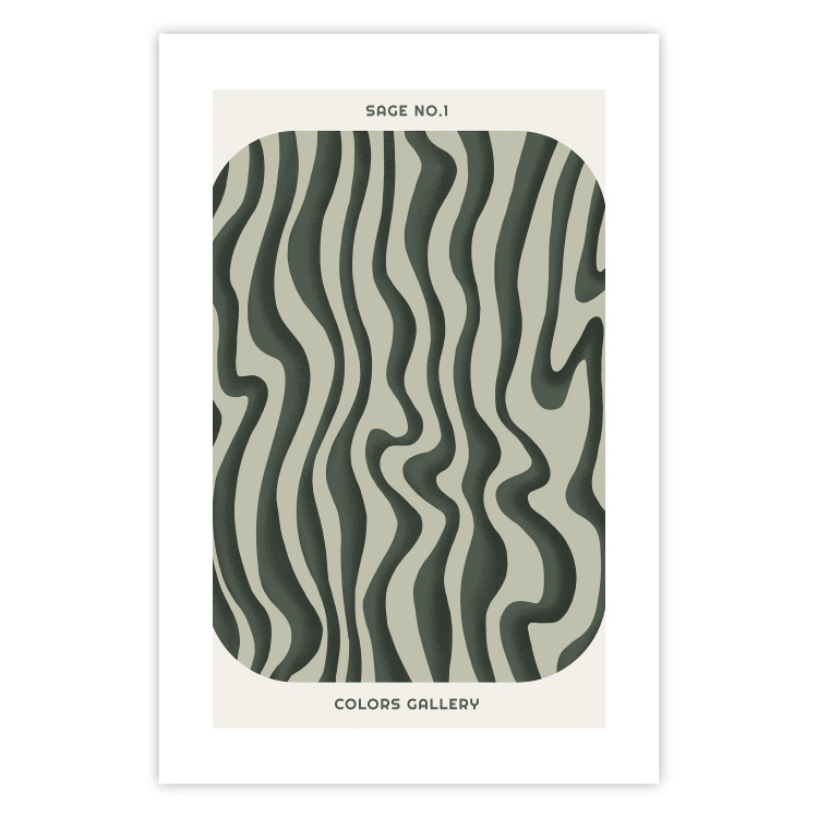 Poster Wavy Shapes - Green Irregular Stripes With a Signature 150062 additionalImage 20