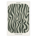 Poster Wavy Shapes - Green Irregular Stripes With a Signature 150062
