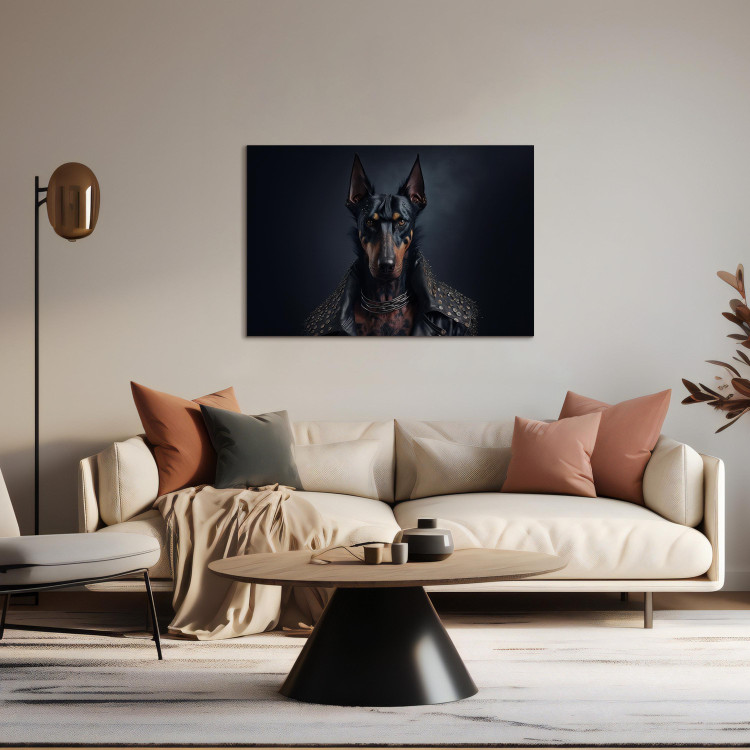 Canvas Print AI Doberman Dog - Rock Style Animal Fantasy Portrait - Horizontal 150162 additionalImage 10