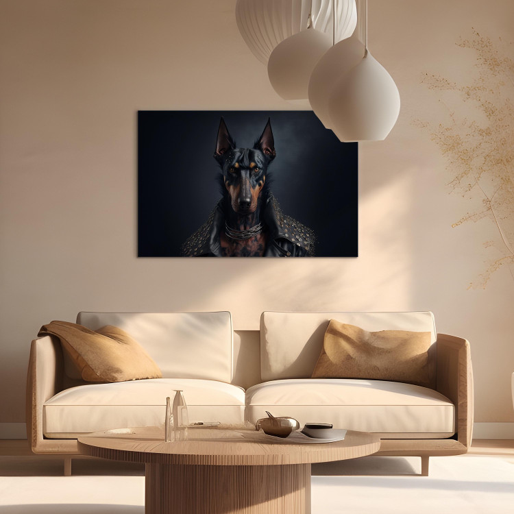 Canvas Print AI Doberman Dog - Rock Style Animal Fantasy Portrait - Horizontal 150162 additionalImage 8