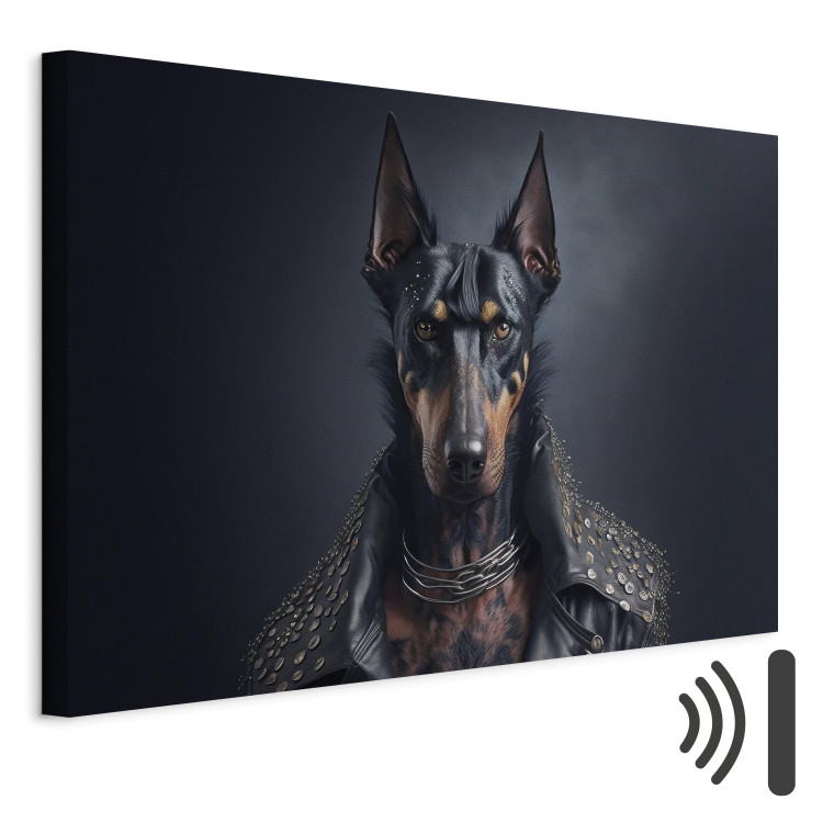 Canvas Print AI Doberman Dog - Rock Style Animal Fantasy Portrait - Horizontal 150162 additionalImage 7