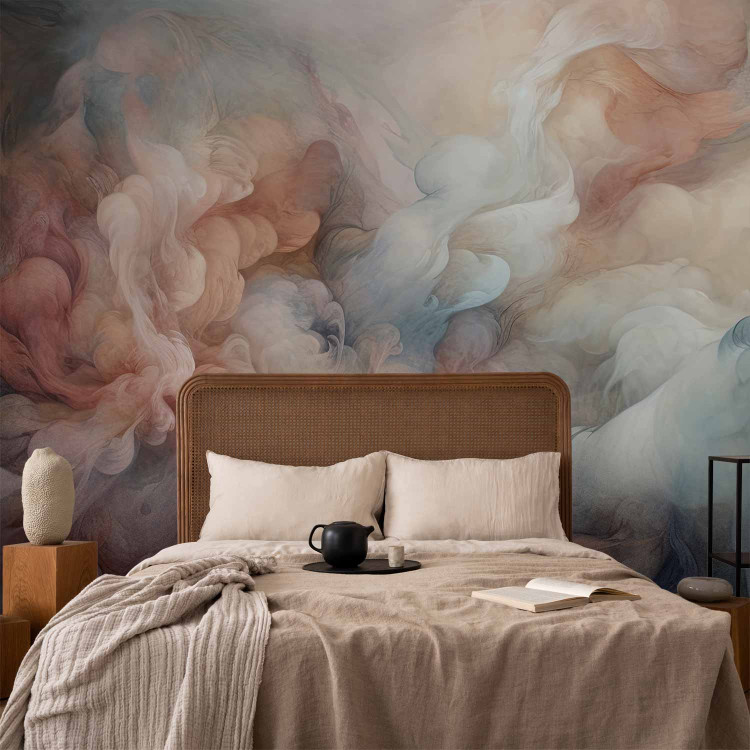Wall Mural Pastel Smoke - Fluffy Cloud in Shades of Pink and Blue 150662 additionalImage 2