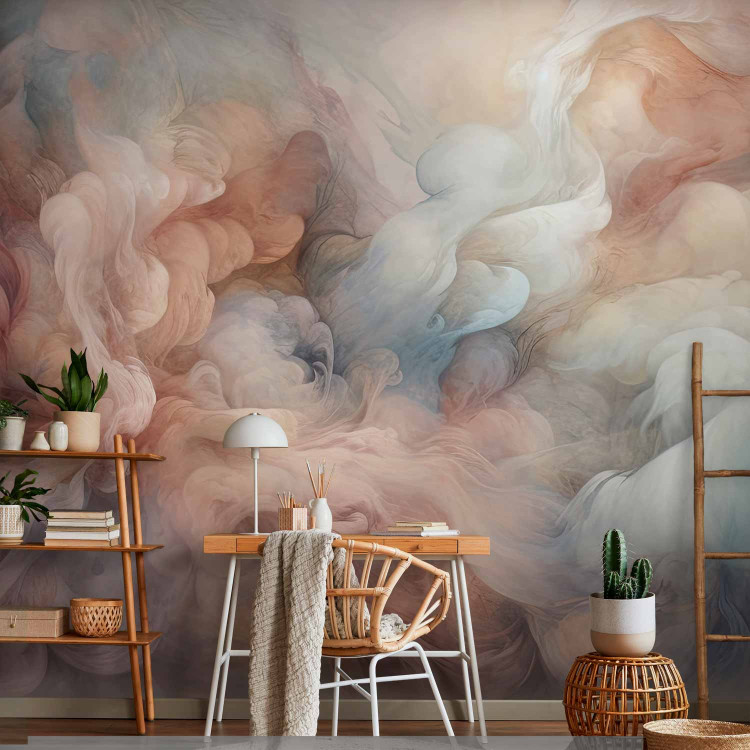 Wall Mural Pastel Smoke - Fluffy Cloud in Shades of Pink and Blue 150662 additionalImage 4