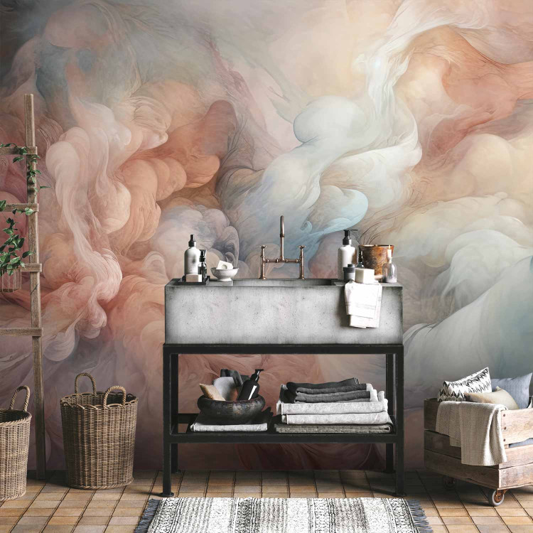 Wall Mural Pastel Smoke - Fluffy Cloud in Shades of Pink and Blue 150662 additionalImage 8