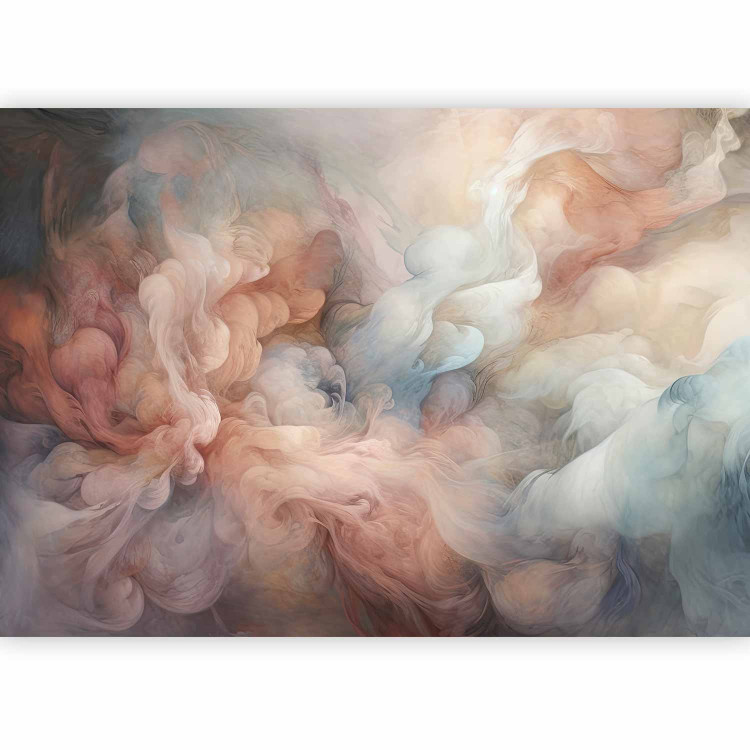 Wall Mural Pastel Smoke - Fluffy Cloud in Shades of Pink and Blue 150662 additionalImage 1