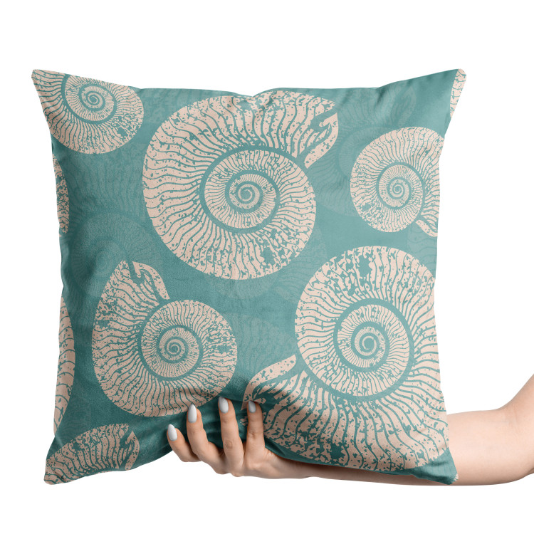 Decorative Velor Pillow Snails Shells - Organic Composition on a Blue Background 151362 additionalImage 2