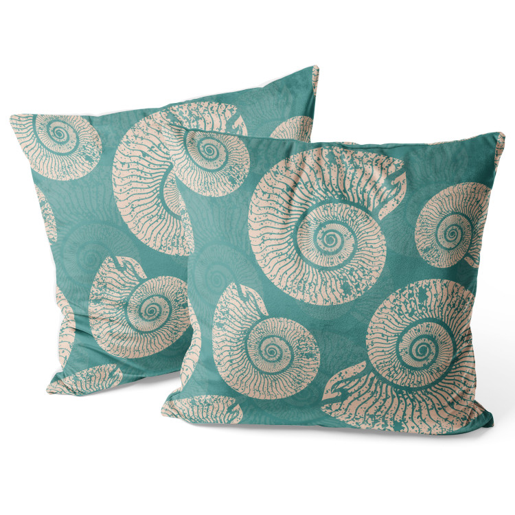 Decorative Velor Pillow Snails Shells - Organic Composition on a Blue Background 151362 additionalImage 3