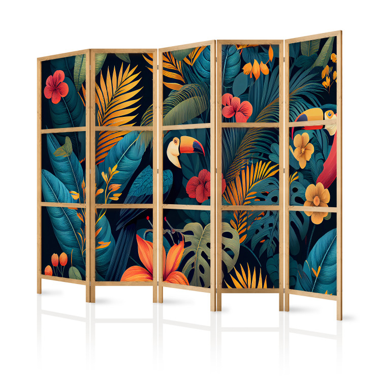 Room Divider Screen Exotic Birds - Toucans Amidst Colorful Vegetation II [Room Dividers] 152062 additionalImage 5
