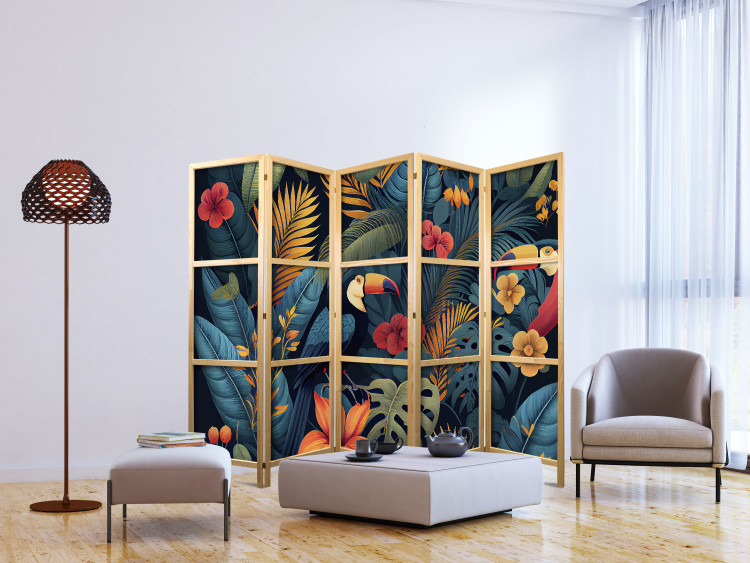 Room Divider Screen Exotic Birds - Toucans Amidst Colorful Vegetation II [Room Dividers] 152062 additionalImage 6
