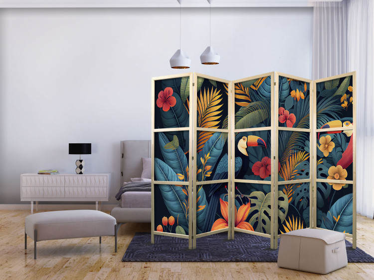 Room Divider Screen Exotic Birds - Toucans Amidst Colorful Vegetation II [Room Dividers] 152062 additionalImage 8