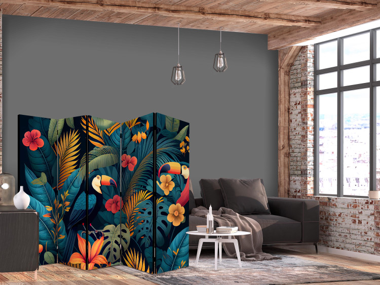 Room Divider Screen Exotic Birds - Toucans Amidst Colorful Vegetation II [Room Dividers] 152062 additionalImage 4