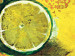 Canvas Still Life (3-piece) - Composition with limes on an orange background 48462 additionalThumb 2