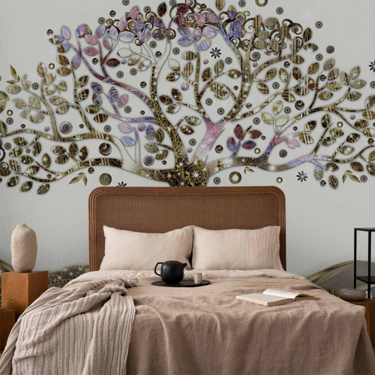 Wall Mural Abstraction with Golden Tree - landscape in the style of Gustav Klimt with a golden tree 64562 additionalImage 2