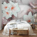 Wall Mural Pink abstraction - white lilies on fancy background with diamonds 91862 additionalThumb 2