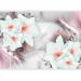 Wall Mural Pink abstraction - white lilies on fancy background with diamonds 91862 additionalThumb 1