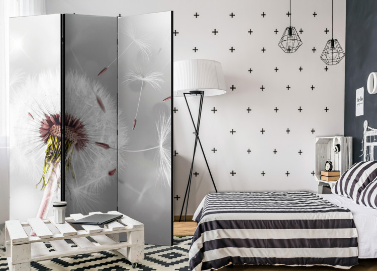 Room Separator Capturing the Transient - romantic dandelion flower on a gray background 95362 additionalImage 2