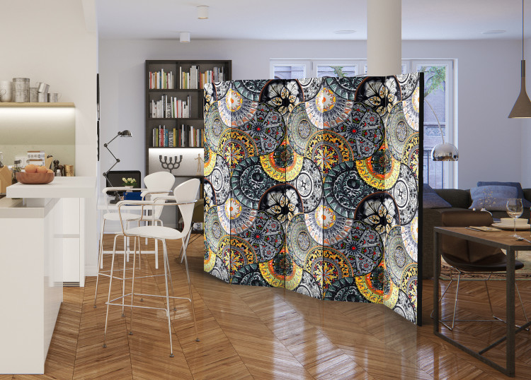 Folding Screen Painted Exotica II - mosaic with fanciful and artistic pattern 95462 additionalImage 4