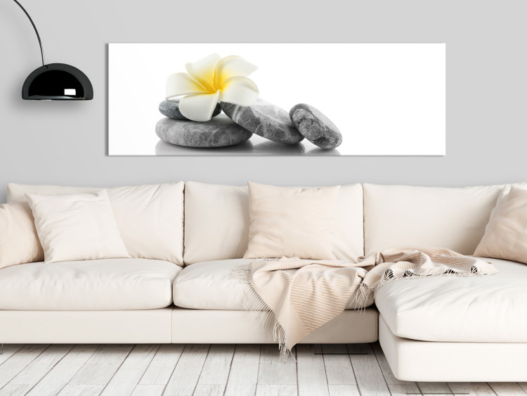 Canvas Print White Lotus - Relaxing Zen-style Stones with Oriental Flower 97462 additionalImage 3