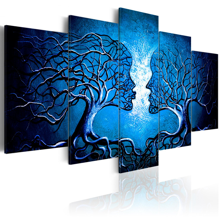 Canvas Sapphire Kiss - Face-shaped Trees on Blue Background 97962 additionalImage 2