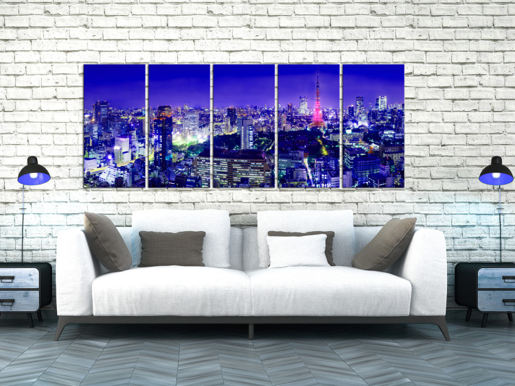 Canvas Art Print City of Lights (5-piece) - Tokyo's High-Rise Buildings Under Night Cover 98562 additionalImage 3