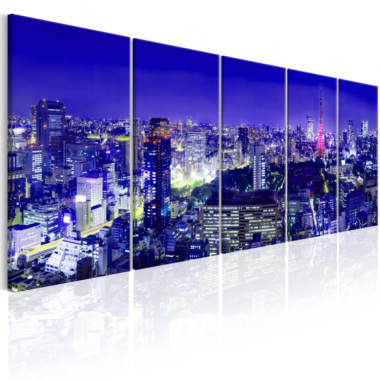 Canvas Art Print City of Lights (5-piece) - Tokyo's High-Rise Buildings Under Night Cover 98562 additionalImage 2
