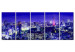 Canvas Art Print City of Lights (5-piece) - Tokyo's High-Rise Buildings Under Night Cover 98562