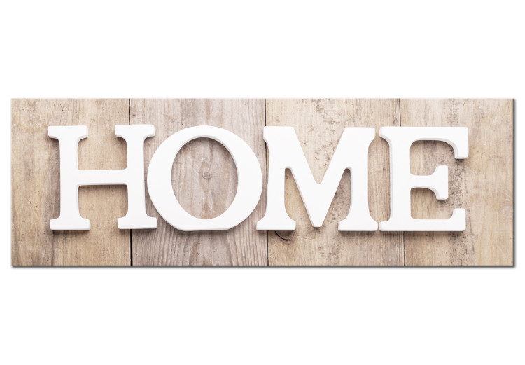 Canvas Print Home on Wood (1-piece) - Home Sign in English on Vintage Style Wood 105172