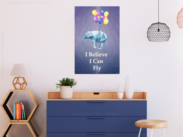Poster Flying Elephant - composition with an animal and English texts 114572 additionalImage 17