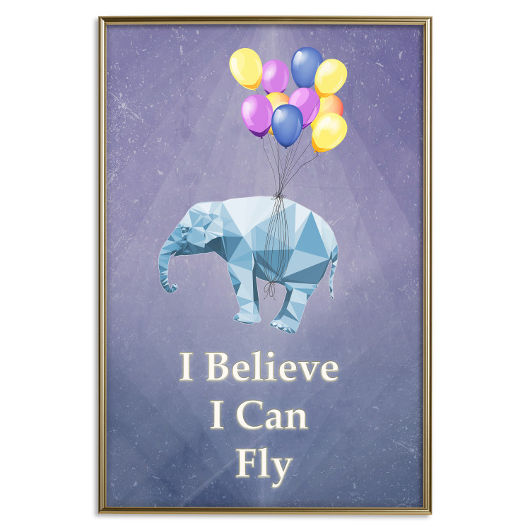 Poster Flying Elephant - composition with an animal and English texts 114572 additionalImage 19
