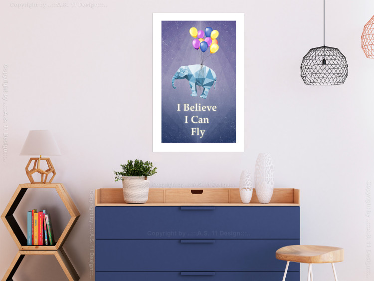 Poster Flying Elephant - composition with an animal and English texts 114572 additionalImage 4
